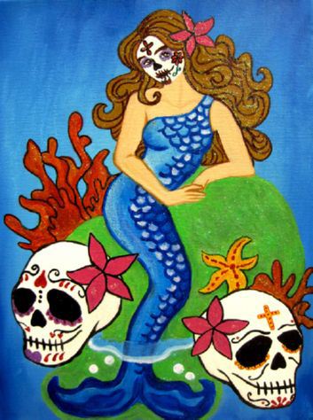 Day of the Dead Mermaid by Grasiela Rodriguez